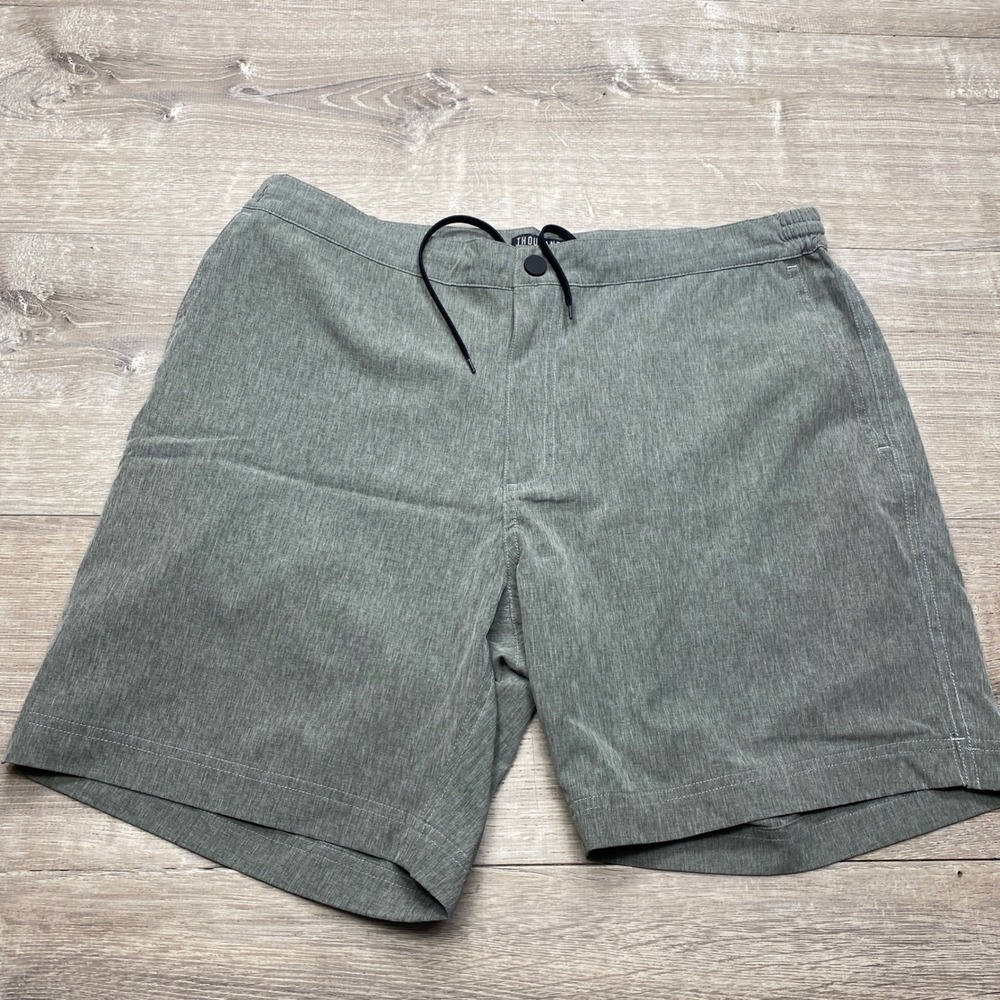 Thousand Miles All Day Shorts Mens Large Green Polyester Spandex Stretch 7in